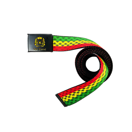 Unisex Belt One Size All - Rasta Color Stripes Weed Leaf Prints