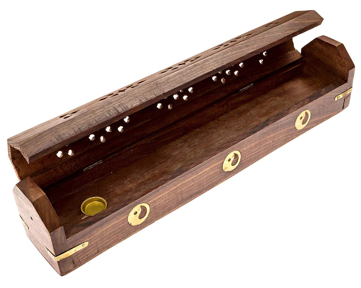 Yin Yang Wooden Incense Coffin Burner