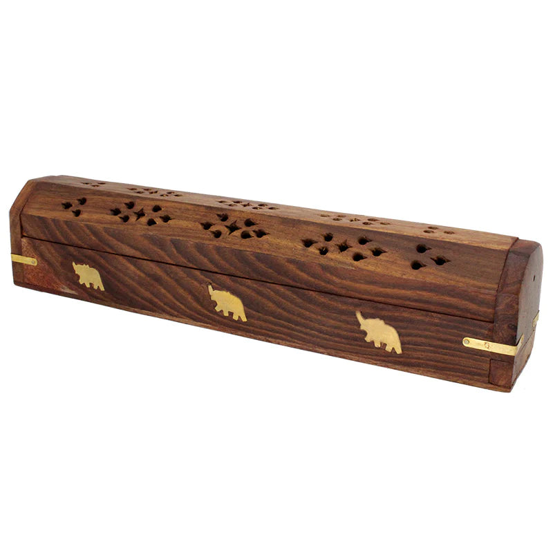 Elephants Wooden Incense Coffin Burner